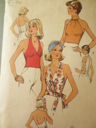 6358 Simplicity  1974 WRAP TIE HALTER MIDRIFF V TOPS PATTERN 14 36B 